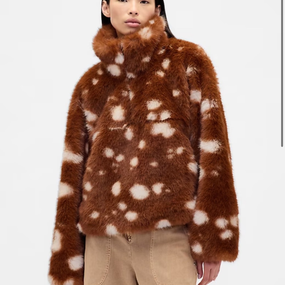 Gap × Sandy Liang Spotted Vegan Fur Half-Zip Pullover S/M